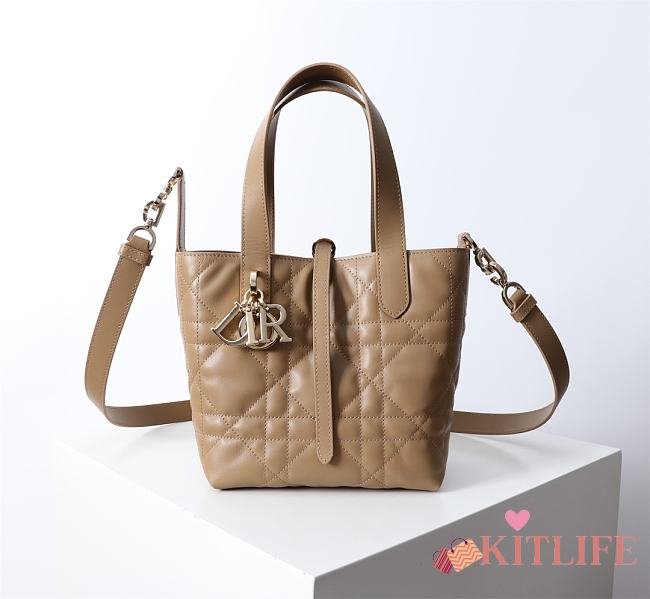 Kitlife Dior Small Toujours Vertical Tote Bag Brown 16×18×12cm - 1