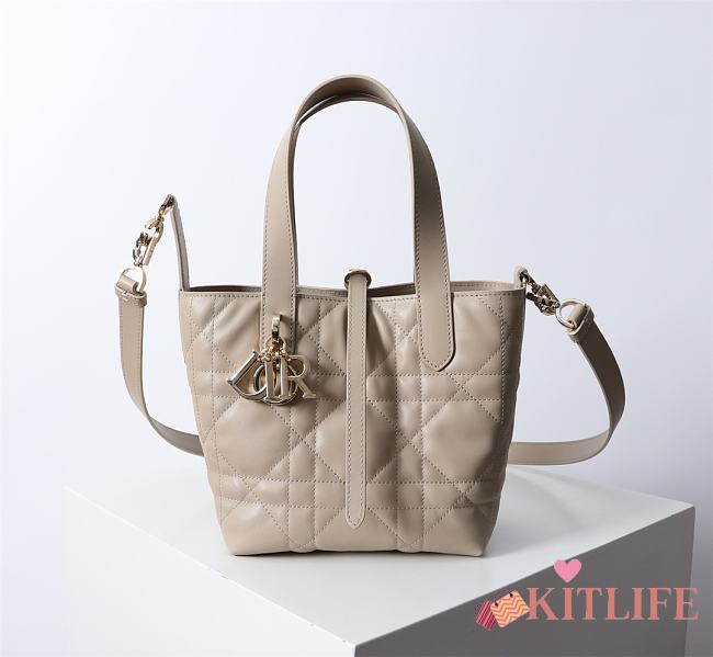 Kitlife Dior Small Toujours Vertical Tote Bag Beige 16×18×12cm - 1