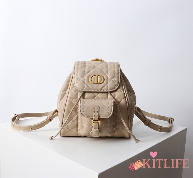 Kitlife Dior Caro Backpack Beige 19.5x18.5x8.5cm - 1