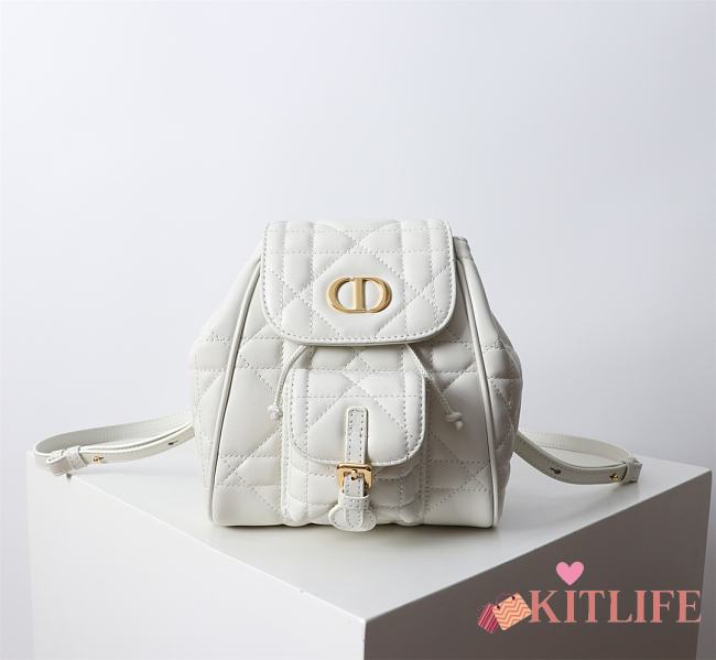 Kitlife Dior Caro Backpack White 19.5x18.5x8.5cm - 1