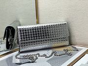 Kitlife Dior Silver Metallic Patent Micro-Cannage Lady Dior Croisiere Chain Wallet 21cm - 1