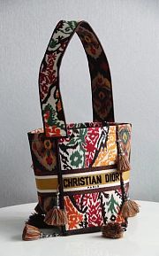 Kitlife Dior D-Bubble Bucket Bag Orange Multicolor Dior Paisley Embroidery 16x25x16cm - 1