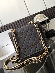 Kitlife Chanel Vintage Black Denim Messenger Bag 22x18.5x7.5cm - 6