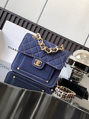 Kitlife Chanel Vintage Blue Denim Messenger Bag 22x18.5x7.5cm - 1
