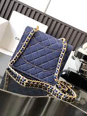 Kitlife Chanel Vintage Blue Denim Messenger Bag 22x18.5x7.5cm - 2