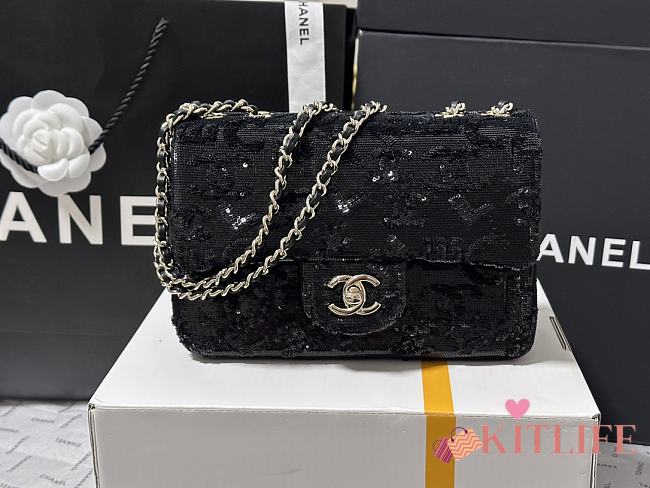 Kitlife Chanel 24 Sequins CF Bag Black 20cm - 1