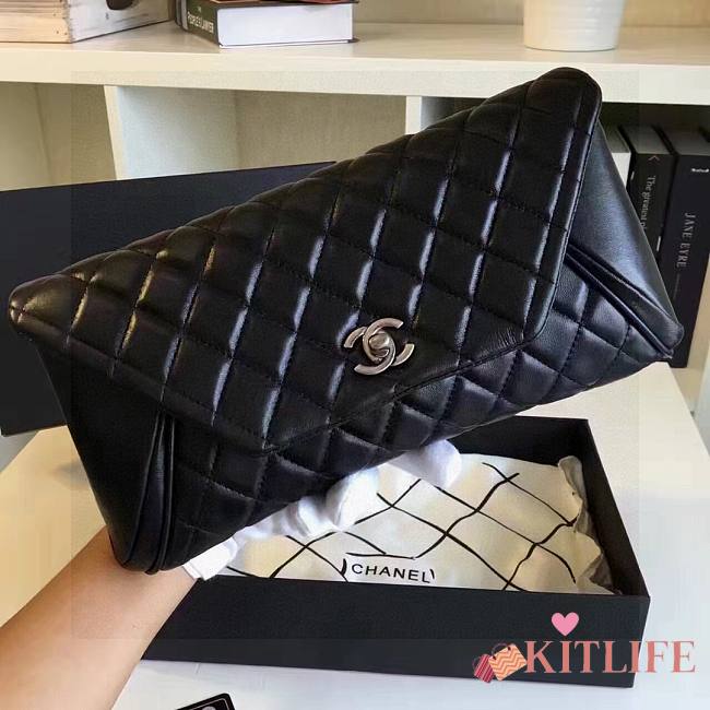 Kitlife Chanel Clutch Black with Silver Buckle 29x14.5cm - 1