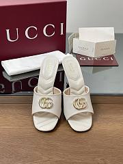 Kitlife Gucci Crystal Gold Buckle Mule in White 75mm - 1