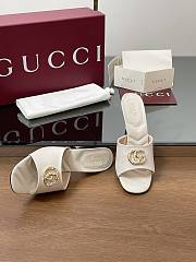 Kitlife Gucci Crystal Gold Buckle Mule in White 75mm - 4