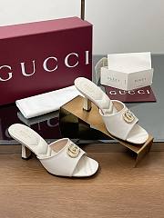Kitlife Gucci Crystal Gold Buckle Mule in White 75mm - 3
