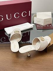 Kitlife Gucci Crystal Gold Buckle Mule in White 75mm - 2