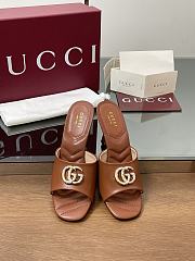 Kitlife Gucci Crystal Gold Buckle Mule in Brown 75mm - 1