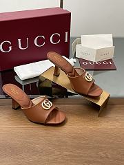 Kitlife Gucci Crystal Gold Buckle Mule in Brown 75mm - 5