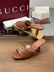 Kitlife Gucci Crystal Gold Buckle Mule in Brown 75mm - 3