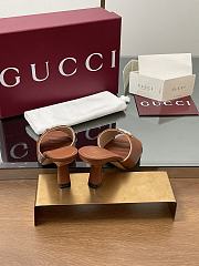Kitlife Gucci Crystal Gold Buckle Mule in Brown 75mm - 2