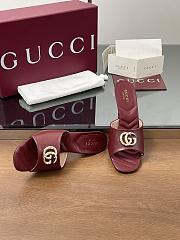 Kitlife Gucci Crystal Gold Buckle Mule in Burgundy 75mm - 6