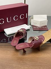 Kitlife Gucci Crystal Gold Buckle Mule in Burgundy 75mm - 5