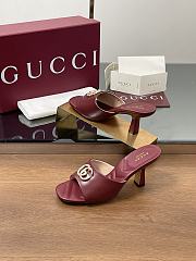 Kitlife Gucci Crystal Gold Buckle Mule in Burgundy 75mm - 2