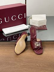 Kitlife Gucci Crystal Gold Buckle Mule in Burgundy 75mm - 4