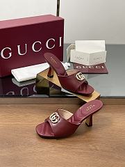 Kitlife Gucci Crystal Gold Buckle Mule in Burgundy 75mm - 3