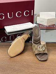 Kitlife Gucci Crystal Gold Buckle Mule in Beige & Brown 75mm - 6