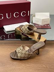 Kitlife Gucci Crystal Gold Buckle Mule in Beige & Brown 75mm - 5