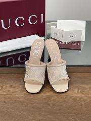 Kitlife Gucci Demi Leather-trimmed Crystal-embellished Mesh Mules Beige 75mm - 1