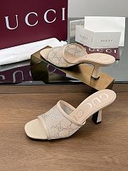 Kitlife Gucci Demi Leather-trimmed Crystal-embellished Mesh Mules Beige 75mm - 2