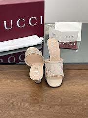 Kitlife Gucci Demi Leather-trimmed Crystal-embellished Mesh Mules Beige 75mm - 5