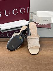 Kitlife Gucci Demi Leather-trimmed Crystal-embellished Mesh Mules Beige 75mm - 4