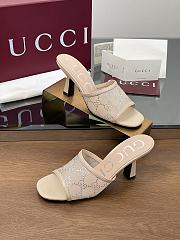 Kitlife Gucci Demi Leather-trimmed Crystal-embellished Mesh Mules Beige 75mm - 6