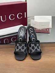 Kitlife Gucci Demi Leather-trimmed Crystal-embellished Mesh Mules Black 75mm - 1