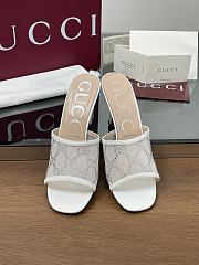 Kitlife Gucci Demi Leather-trimmed Crystal-embellished Mesh Mules White 75mm - 1