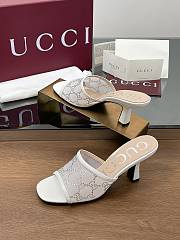 Kitlife Gucci Demi Leather-trimmed Crystal-embellished Mesh Mules White 75mm - 5