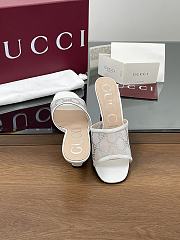 Kitlife Gucci Demi Leather-trimmed Crystal-embellished Mesh Mules White 75mm - 2