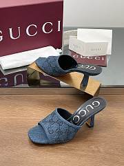 Kitlife Gucci Crystal-embellished Dark Blue Moire Fabric GG Crytsal Applique - 6