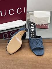 Kitlife Gucci Crystal-embellished Dark Blue Moire Fabric GG Crytsal Applique - 5