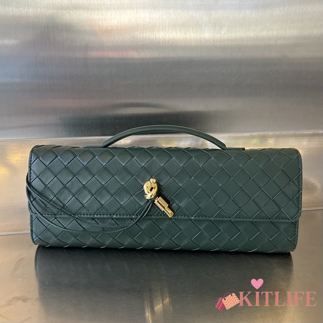 Kitlife Bottega Veneta Long Clutch Andiamo With Handle Dark Green 31x13x3cm - 1