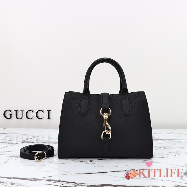 Kitlife Gucci Small Tote Bag Black With Hook Closure 795349 24x17.5x8.5cm - 1