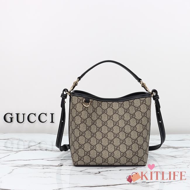 Kitlife Gucci GG Emblem Mini Bucket Bag Beige & Black 815118 19x18x11cm - 1