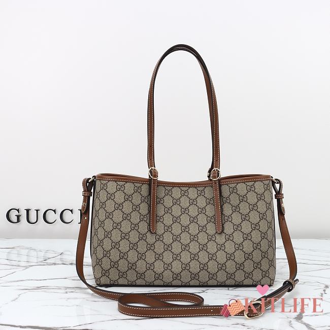 Kitlife Gucci GG Emblem Small Tote Bag Beige & Brown 815214 31x18.5x11.5cm - 1