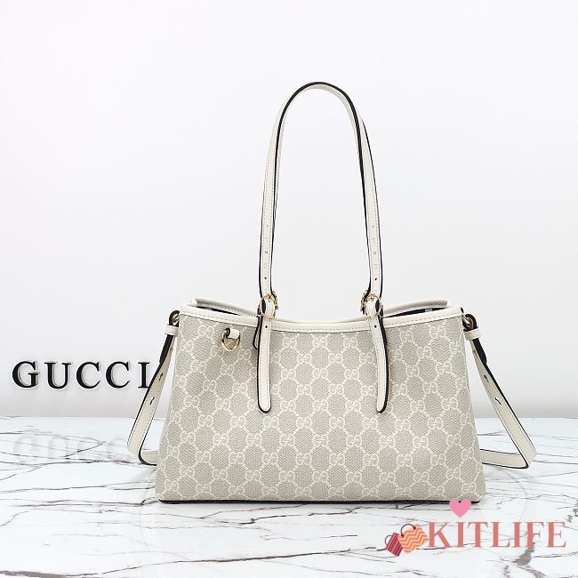 Kitlife Gucci GG Emblem Small Tote Bag White 815214 31x18.5x11.5cm - 1