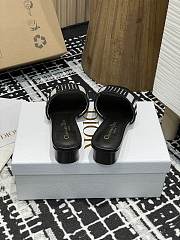 Kitlife Dior Dway Heeled Slide Black and White Cotton Embroidered with Dior Graphique Motif - 3