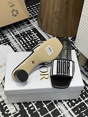 Kitlife Dior Dway Heeled Slide Black and White Cotton Embroidered with Dior Graphique Motif - 2