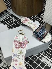 Kitlife Dior Dway Butterfly Embroidered Slide White, Pink & Blue - 6