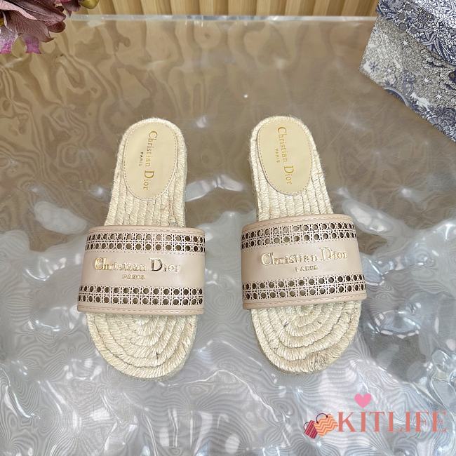 Kitlife Dior Granville Straw Slippers Beige  - 1