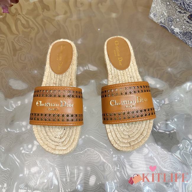 Kitlife Dior Granville Straw Slippers Brown - 1