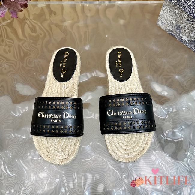 Kitlife Dior Granville Straw Slippers Black - 1