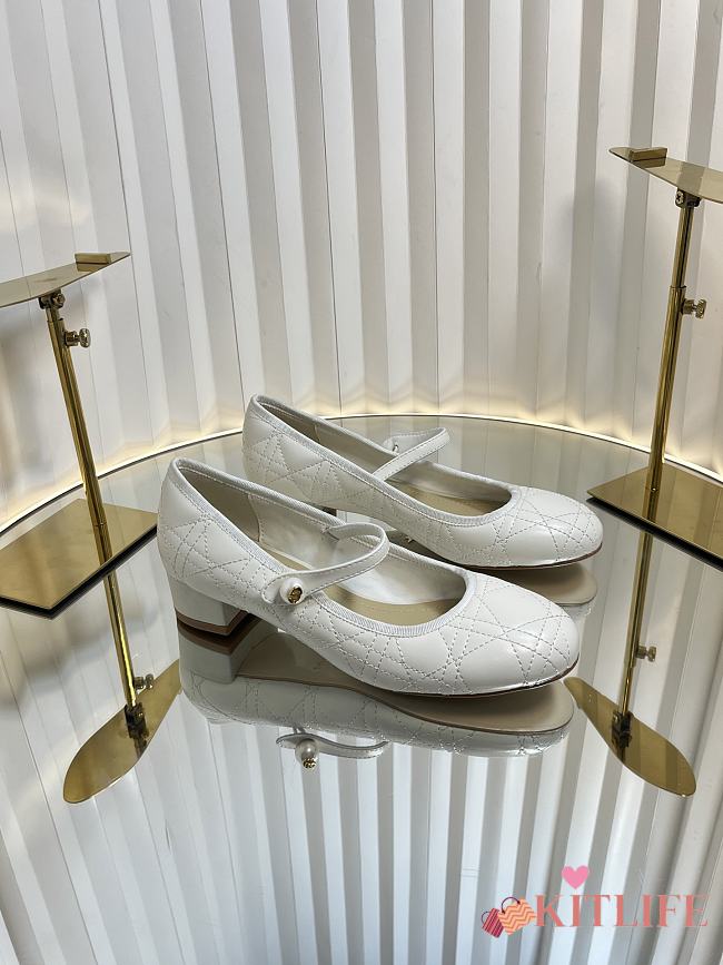 Kitlife Dior Ballet Pump White Quilted Cannage Calfskin - 1