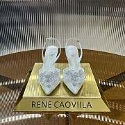 Kitlife Rene Caovilla Flower-studded Diamond High-heeled Sandals White 75mm - 1